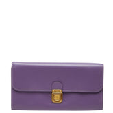 サルヴァトーレフェラガモ ガンチーニ 長財布 JP-22 A038 パープル ゴールド レザー レディース Salvatore Ferragamo 【中古】