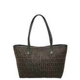 フェンディ ズッキーノ ハンドバッグ ブラウン ブラック キャンバス レザー レディース FENDI 【中古】