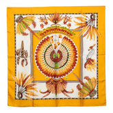 エルメス カレ90 ブラジル BRAZIL スカーフ イエロー系 ホワイト シルク レディース HERMES 【中古】