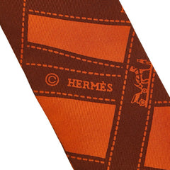 エルメス ツイリー BOLDUC ボルデュック スカーフ オレンジ系 シルク レディース HERMES 【中古】