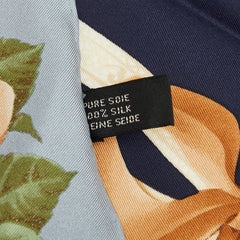 ディオール ロゴ フラワー ハート モチーフ スカーフ ネイビー ブルー マルチカラー シルク レディース Dior 【中古】
