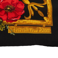 ディオール バラ フラワー プリント スカーフ ブラック マルチカラー シルク レディース Dior 【中古】