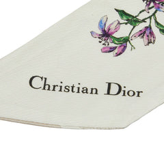 ディオール ミッツァ フラワー 花 プリント スカーフ 7008252 ホワイト アイボリ マルチカラー シルク レディース Dior 【中古】