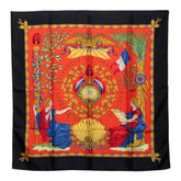 エルメス カレ90 1789 LIBERTE EGALITE FRATERNITE REPUBLIQUE FRANCAISE 1789年フランス革命を記念して スカーフ ブラック レッド シルク レディース HERMES 【中古】