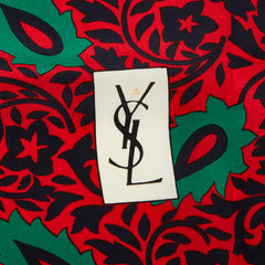 サンローラン ペイズリー スカーフ 大判 レッド グリーン シルク レディース SAINT LAURENT 【中古】