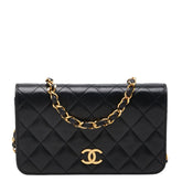シャネル ココマーク マトラッセ チェーン ショルダーバッグ ブラック ゴールド ラムスキン レディース CHANEL 【中古】