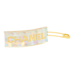 シャネル ロゴ バレッタ ヘアアクセサリー 97P ゴールド クリア メッキ プラスチック レディース CHANEL 【中古】