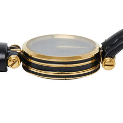 グッチ 腕時計 社外ベルト クオーツ ブラック文字盤 メッキ レザー レディース GUCCI 【中古】
