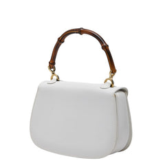 グッチ バンブー 1947 ハンドバッグ ショルダーバッグ 2WAY 000460188 ホワイト レザー レディース GUCCI 【中古】