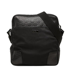 グッチ グッチシマ 斜め掛け ショルダーバッグ 162783 ブラック ナイロン レザー レディース GUCCI 【中古】