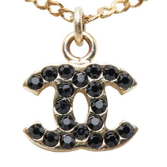 シャネル ココマーク ネックレス ペンダント 07V ゴールド ブラック メッキ ラインストーン レディース CHANEL 【中古】