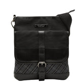 バーバリーブラックレーベル チェック 斜め掛け ショルダーバッグ ブラック グレー レザー ナイロン レディース BURBERRY BLACK LABEL 【中古】