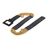 グッチ オールドグッチ チェーン ベルト サイズ75/30 037 406 ブラック ゴールド レザー メッキ レディース GUCCI 【中古】
