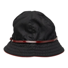 プラダ バケット ハット サイズM ブラック レッド ナイロン パテントレザー レディース PRADA 【中古】