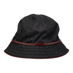 プラダ バケット ハット サイズM ブラック レッド ナイロン パテントレザー レディース PRADA 【中古】