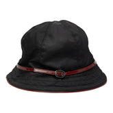 プラダ バケット ハット サイズM ブラック レッド ナイロン パテントレザー レディース PRADA 【中古】