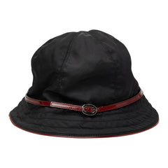 プラダ バケット ハット サイズM ブラック レッド ナイロン パテントレザー レディース PRADA 【中古】