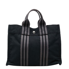 エルメス フールトゥPM ハンドバッグ トートバッグ ブラック グレー キャンバス レディース HERMES 【中古】