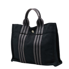 エルメス フールトゥPM ハンドバッグ トートバッグ ブラック グレー キャンバス レディース HERMES 【中古】
