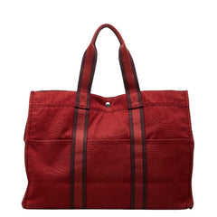 エルメス フールトゥGM トートバッグ レッド ボルドー キャンバス レディース HERMES 【中古】