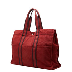 エルメス フールトゥGM トートバッグ レッド ボルドー キャンバス レディース HERMES 【中古】
