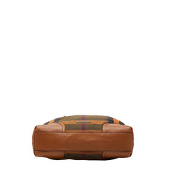 バーバリー チェック トートバッグ ブラウン マルチカラー キャンバス レザー レディース BURBERRY 【中古】