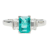 Pt プラチナ エメラルド ダイヤモンド エメラルド0.65ct ダイヤ0.20ct リング 指輪 レディース 9.5号 【中古】