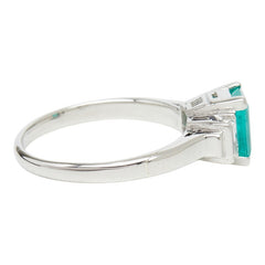 Pt プラチナ エメラルド ダイヤモンド エメラルド0.65ct ダイヤ0.20ct リング 指輪 レディース 9.5号 【中古】