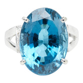 K18WG ホワイトゴールド ブルートパーズ ダイヤモンド ブルートパーズ20.93ct ダイヤ0.09ct リング 指輪 レディース 18号 【中古】