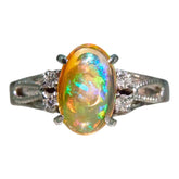 Pt900 プラチナ メキシコオパール ダイヤモンド ファイアオパール1.16ct ダイヤ0.04ct ファイアオパール リング 指輪 レディース 7号 【中古】