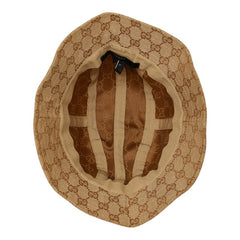 グッチ GGキャンバス バケットハット ハット ベージュ ピンク キャンバス レザー レディース GUCCI 【中古】