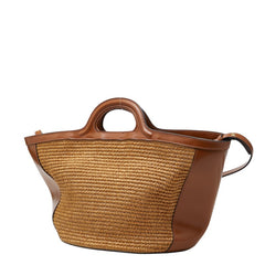 マルニ トロピカリア ハンドバッグ ショルダーバッグ 2WAY ブラウン レザー ラフィア レディース MARNI 【中古】