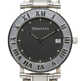 ティファニー アトラス 腕時計 クオーツ ブラック文字盤 ステンレススチール レディース TIFFANY&Co. 【中古】