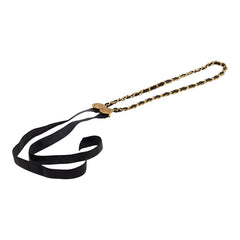 シャネル ココマーク チェーンベルト ブラック ゴールド ネイビー レザー メッキ レディース CHANEL 【中古】