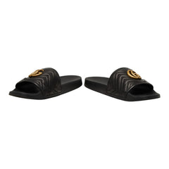 グッチ GGマーモント シャワーサンダル フラットサンダル 603701 ブラック レザー ラバー メンズ GUCCI 【中古】
