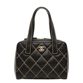 シャネル ココマーク ワイルドステッチ ハンドバッグ ブラック レザー レディース CHANEL 【中古】