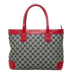 グッチ GGキャンバス ハンドバッグ トートバッグ 0021119 ベージュ レッド キャンバス レザー レディース GUCCI 【中古】