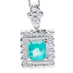 Pt900 プラチナ Pt850 プラチナ エメラルド/ダイヤモンド エメラルド0.77ct ダイヤ0.35ct ペンダント ネックレス レディース 【中古】