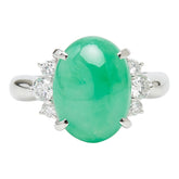 Pt900 プラチナ ヒスイ ダイヤモンド ヒスイ6.32ct ダイヤ0.35ct フラワーモチーフ リング 指輪 レディース 12.5号 【中古】
