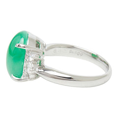 Pt900 プラチナ ヒスイ ダイヤモンド ヒスイ6.32ct ダイヤ0.35ct フラワーモチーフ リング 指輪 レディース 12.5号 【中古】