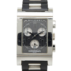 ブルガリ レッタンゴロ 腕時計 RTC49S クオーツ ブラック文字盤 ステンレススチール ラバー メンズ BVLGARI 【中古】