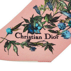 ディオール ミッツァ フラワー 花 プリント スカーフ 69647 ピンク マルチカラー シルク レディース Dior 【中古】