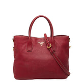 プラダ トートバッグ ショルダーバッグ 2WAY レッド レザー レディース PRADA 【中古】