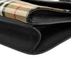 バーバリー ノバチェック 斜め掛け ショルダーバッグ ブラウン ブラック キャンバス レザー レディース BURBERRY 【中古】
