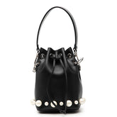 フェンディ ミニ モントレゾール ハンドバッグ 8BS010 ブラック レザー フェイクパール レディース FENDI 【中古】