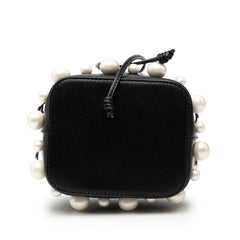 フェンディ ミニ モントレゾール ハンドバッグ 8BS010 ブラック レザー フェイクパール レディース FENDI 【中古】