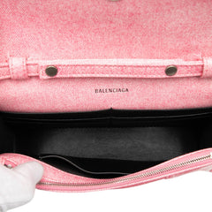 バレンシアガ アワーグラス 斜め掛け チェーン ショルダーバッグ 転写 656050 ピンク レザー レディース BALENCIAGA 【中古】