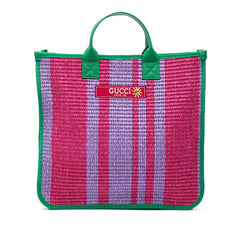 グッチ チルドレンズ トートバッグ ハンドバッグ 605831 パープル グリーン ファブリック レディース GUCCI 【中古】