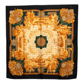 エルメス カレ90 アズレージョ AZVLEJOS スカーフ ブラック ブラウン シルク レディース HERMES 【中古】