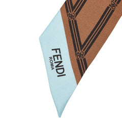 フェンディ ラッピー ストライプ スカーフ ブラウン ブルー系 シルク レディース FENDI 【中古】